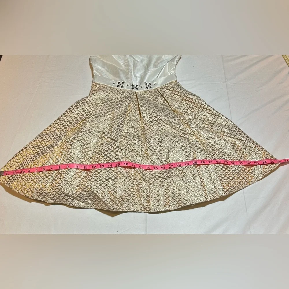 Gymboree Girls Size 12 Cream with Gold Brocade Sleeveless Formal Dress NWOT